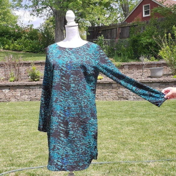 🌟 3 for $15 Deal! 🌟Gap blue teal green black long sleeve dress M - Picture 4 of 8